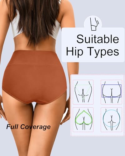 Womens High Waisted Cotton Underwear Breathable Briefs Panties 5 Pack4