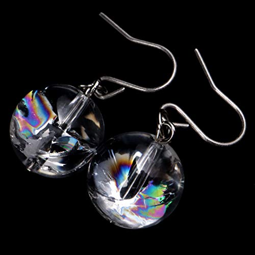 [GOLD STONE] 水晶 ピアス レディース 両耳用 アイリスクォーツ 天然 虹入り レインボー 天然石 パワーストーン