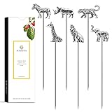 Homestia Metal Cocktail Picks for Drinks, 4.7" Animal Series Cocktail Toothpicks Cocktail Garnish Cocktail Skewers Swords, 6Pcs Fancy Martini Picks Olive Picks, Vintage Cocktail Pins Accessories