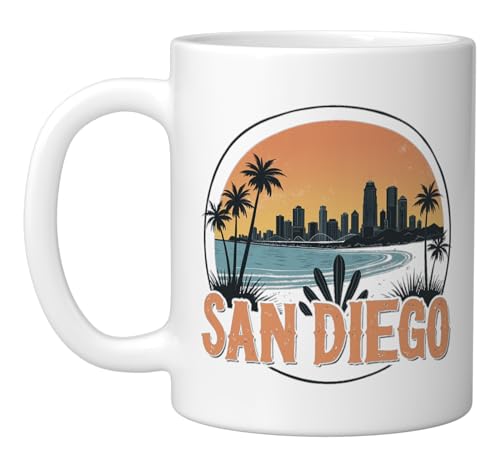 Taza de cerámica vintage San Diego 11oz blanca miniatura 1