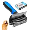 2 in 1 design Undercoat Rake and Deshedding Tool for Dogs and Cats Dematting Comb for Long Hair Pets Grooming Brush to Clear Mats Tangles and Reduce Shedding by 95