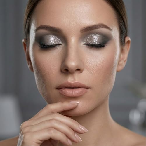 9 Colors Smoky Nude Eyeshadow Palette - Cool Toned Matte & Glitter Eye Shadow Makeup, Highly Pigmented Silver Grey Taupe Black Shades, Long Lasting Waterproof Shimmer Palette for Daily & Party