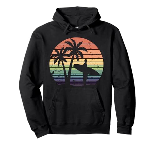 Surfer Retro Hombres Niños Playa Verano Cool Surf Vintage Surf Sudadera con Capucha
