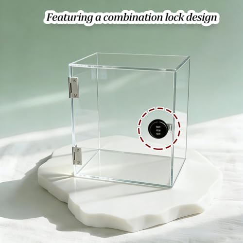 Transparent Acrylic Cube Display Case - 1 Pack Stackable Cabinet with Combination Lock for Collectibles, Figures, Shoes, Toys - 30x30x25cm Showcase Storage Solution image 3
