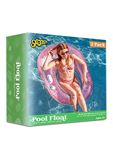 Sloosh 2 Packs Inflatable Pool Float Chair, 51” X 41” Pool Float Lounge Tube With Cup Holders For Adults Water Pool Floaties Outdoor Summer Pool Party (Yellow/Pink) #TOP6