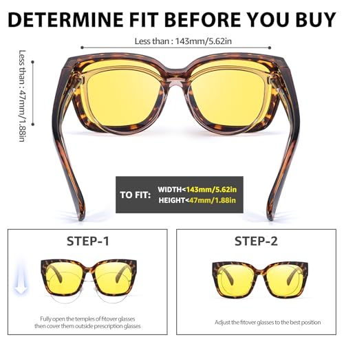 FIMILU Fit Over Night Vision Glasses for Women Men, Polarized Night Driving Glasses Anti-Glare at Nighttime 42033