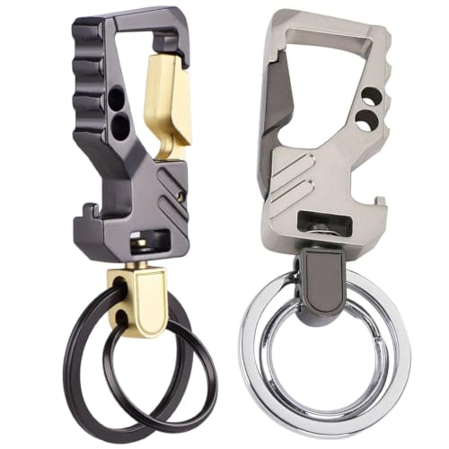 Image of Contacts Heavy Duty Stainless Steel Keychain with Bottle Opener for Men and Women - Gunmetal Gold & Silver (Pack of 2)