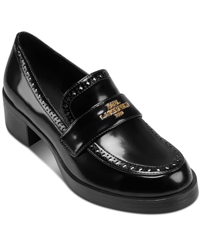 KARL LAGERFELD Paris Women's Loafer, Black/Bright White, 9