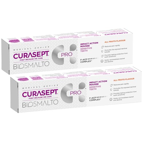 2 Pezzi Kit Mousse Biosmalto Azione d’Urto TUTTI FRUTTI - 2 Confezioni da 50 ml - Protegge dalla Sensibilità nel Tempo e Remineralizza Rapidamente Smalto e Dentina