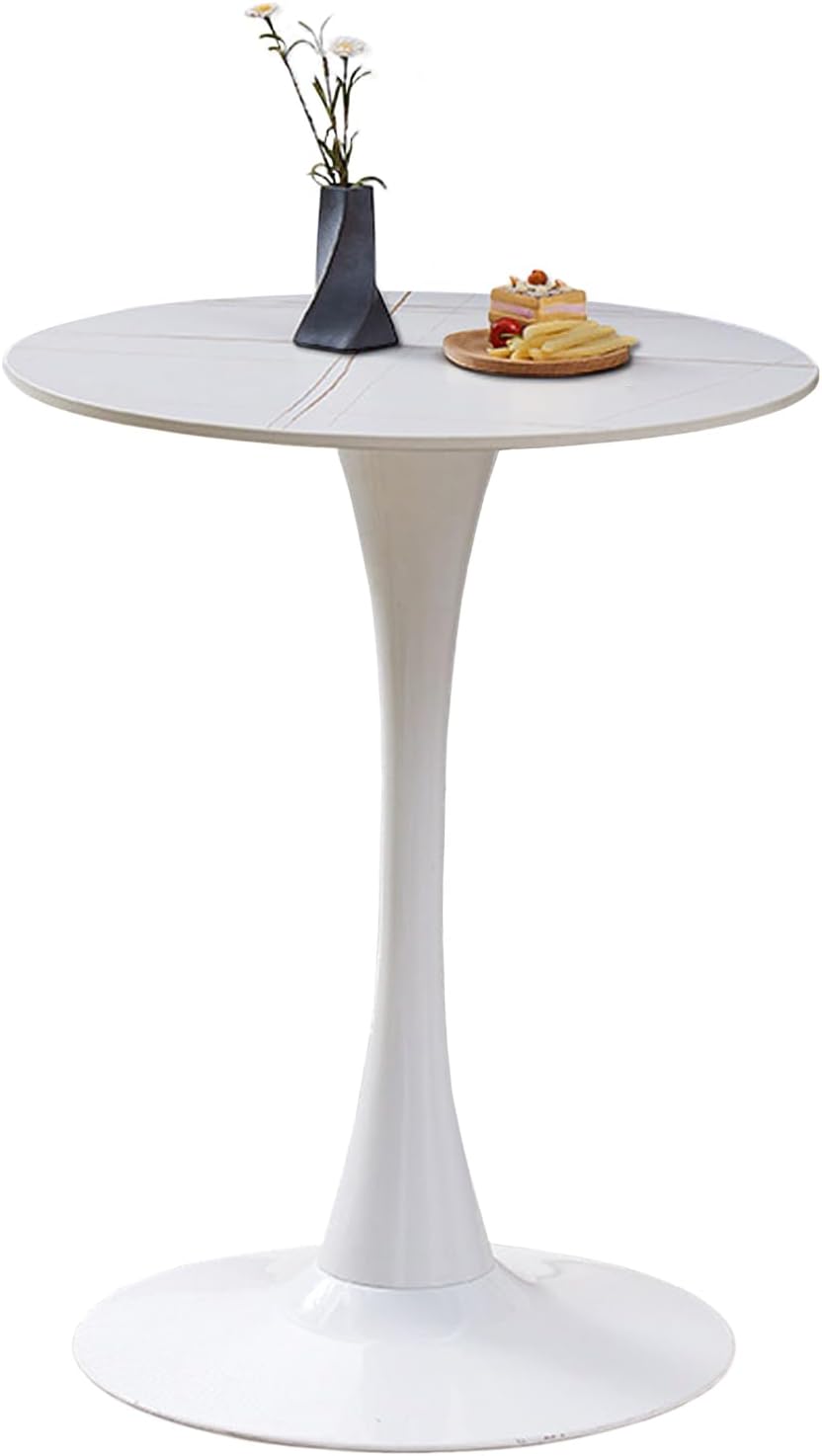 AUTOFigure Round Bar Table, Counter Bistro Pub Tables with Fixed Tabletop and Stable Base, Circular Dining Table for Home, Office and Kitchen-Matte platinum rock slab||Diameter 80cm