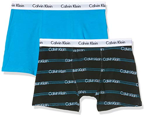 Calvin Klein 2pk Trunks Boxer, Blu (1BlueJewelGlitchStripe/1BlueJewel 0G6), 164 (Taglia Produttore: 14-16) (Pacco da 2) Bambino