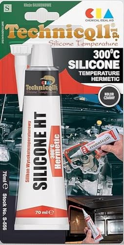 Adhesivo sellante de silicona de alta temperatura, color negro, 70 ml, resistente al calor hasta...