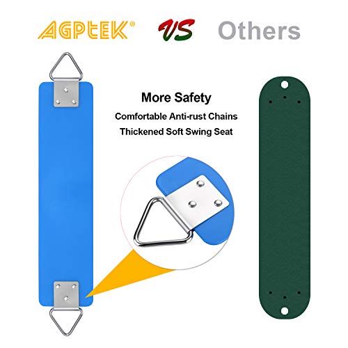 AGPTEK 2 Packs Swing Sets, Seat with 66 Inch Anti-Rust Chains Thermoplastic Coated, Support 250lb, Cushion Accessories Replacement with Snap Hooks for Outdoors, Playground, Jungle Gym (Blue) by AGPTEK - Image 3