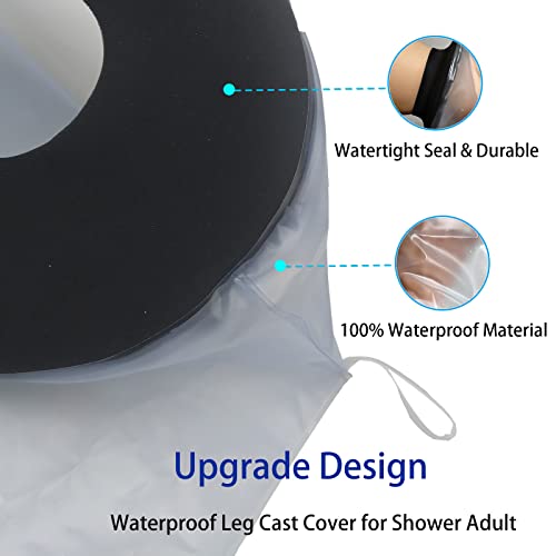 Tideshake - Waterproof Leg Cast Cover For Shower Bath, Women's And Teen's Full Leg Cast Protector, Reusable Watertight Seal Cast Bag For Leg Knee Foot Ankle Surgery Wounds (30Inch) #TOP1