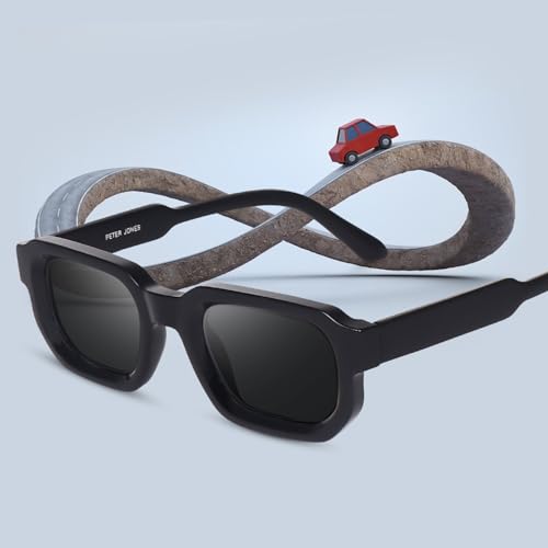 Image of Peter Jones Black Unisex Broad Frame Square UV /UB Protected Sunglasses (3887B)