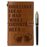 Muzuis Beer Gifts for Beer Lovers Leather Journal Notebook with Pen for Men Women Refillable Notebook, Sketchbook, Travel Diary