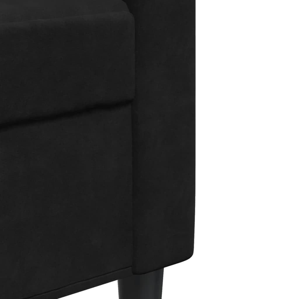 vidaXL 3-TLG. Sofagarnitur mit Kissen Schwarz Samt, Sofa, Samtsofa, Sofa gepolstert, Relaxsofa, Wohnzimmermöbel, Polstersofa, Couch, Lounge Sofa