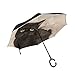 Produktbild ISAOA Große umgekehrten Regenschirm windfest Double Layer, umgekehrt faltbarer Regenschirm für Auto, c-shaped für die Verwendung mit Schirm, Schwarz, Katze Malerei Regenschirm für Damen und Herren