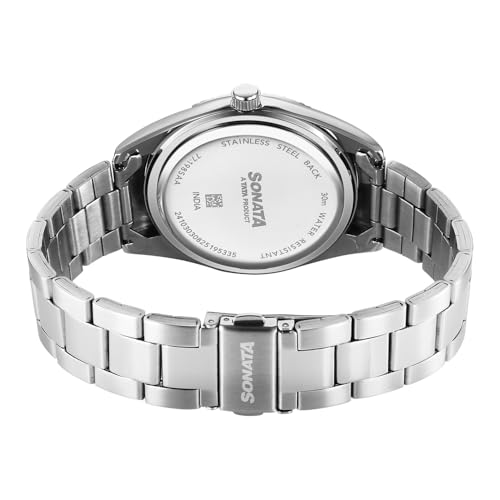 Image of Sonata Festive 2.0 Quartz Lt. Green Round Dial Men's Watch | Stainless Steel Strap Material | Watches for Men Analog - 77198SM01
