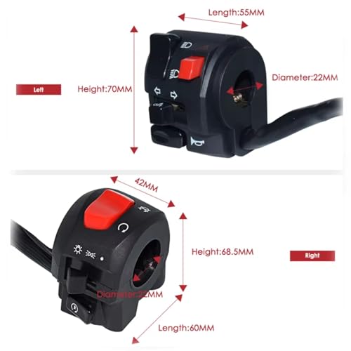 Commande clignotant moto et interrupteur de commande de guidon de moto 22mm