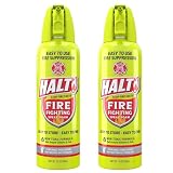 HALT! 10oz Fire Safety Spray – Non-Toxic, PFAS-Free Handheld Fire Suppressor – Easy to Use, Store & Find – Compact & Portable for Home, Kitchen, Car, BBQ, Camping & Tailgate – Made in USA (2pk)