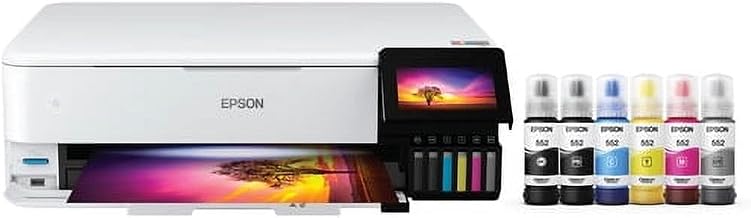Epson EcoTank Photo ET-8550 Wireless Wide-Format All-in-One Tank Printer with Scanner and Copier | Auto 2-Sided Printing - White (Renewed)