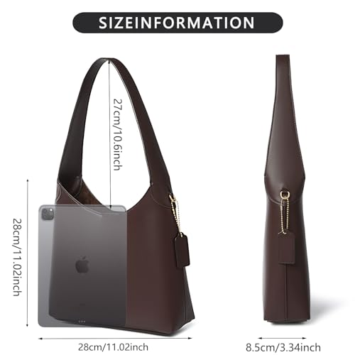 MINKARS Brooklyn Shoulder Bag 28 - Slouchy Tote Bag Womens Designer Purse, Maple, Medium-28 - Image 3