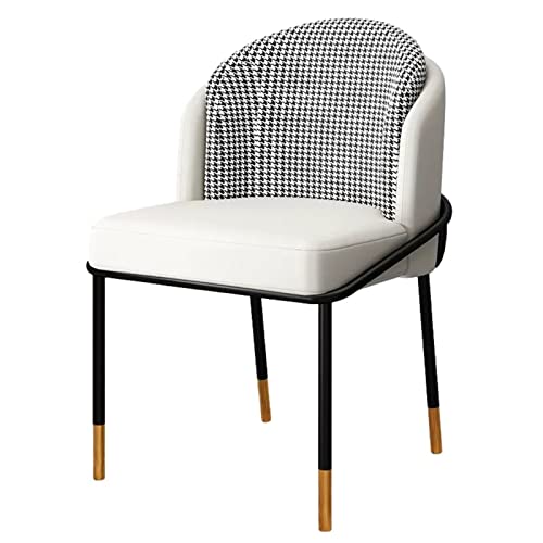 Jhkzudg Mid Century Modern Dining Chairs,Faux Leather Upholstered Chair With Wooden Board Frame, Kitchen Living Room Desk Side Chair With Metal Legs,For Kitchen Dining Living Room Chairs,White A #TOP21