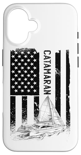 �Z�[�����O���b�g�A�Z�[�����O�Z�C���{�[�g�A�J�^�}�����{�[�g, USA-Flag Catamaran-boat �X�}�z�P�[�X iPhone 16 �p