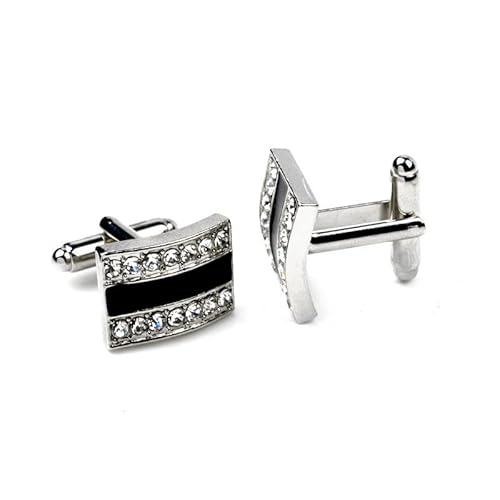 Sdfgh Rhinestone Cufflinks Fashion Black Enamel Jewelry Classic Men's Shirt Business Cuff Link Button (Color : A, Size #TOP4