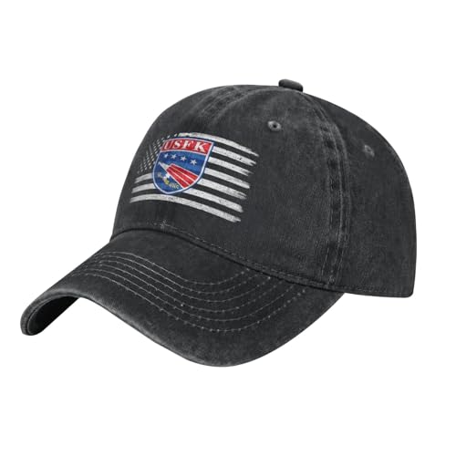 US and USFK Logo Baseball Cap for Men Women Adjustable Vintage Washed Cotton Denim Style Golf Dad Hat Black
