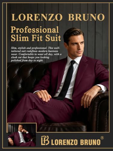 Image of Mens Suit 2 Piece Suits for Men One Button Slim Fit Solid Jacket & Pants Tuxedo Set Business Wedding Party Prom