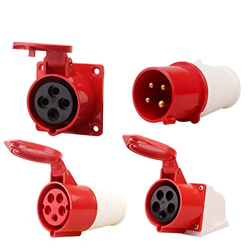 Industrial Plug, Industrial Socket Electric Plugs IP44 Waterproof Power Connecting Industrial Plug Socket(4Pin 32A 324Socket)