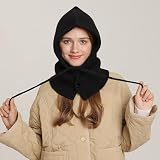 BSITSSS Warme Kapuzenschal 2 in 1, Multifunktionale Schalmütze Damen, Modisch Weiches Balaclava Damen, Schal mit Kapuze mit Kordelzug, Mützenschal für Outdoor-Sportarten