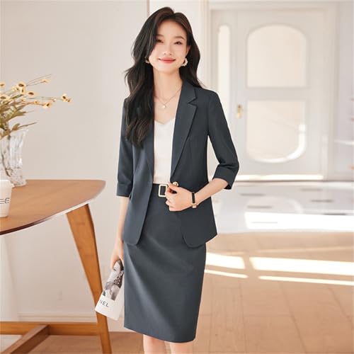 Women's Business Skirt Suit Set 2 Piece Formal Casual Office Work Jacket Blazer Pencil Skirt Outfits3