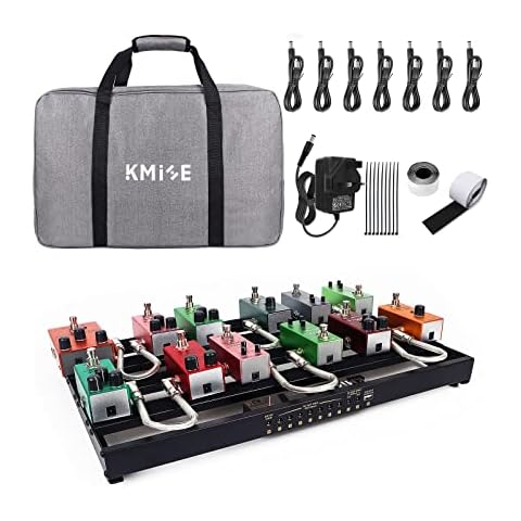 Guitar Pedal Board Medium, Kmise 19.29''x 12.4'' x1.38''Guitar Pedal Board with Effect Power Rack, Adapter, Cable, Bag Cover