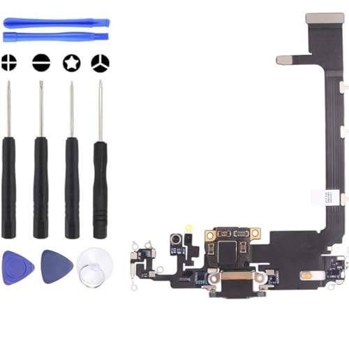 S&L ENTERPRISE Charging Port Dock Connector Compatible with iPhone 11 Pro Max 6.5 inch 2019 Replacement Flex Cable Microphone with IC Flex Incl. Repair Kit - Black