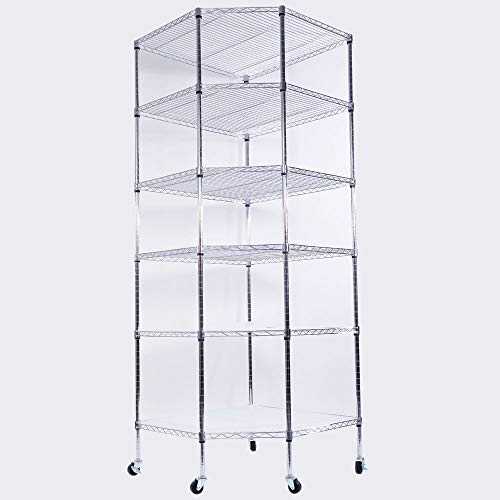 Teeker 6 Tiers Corner Shelf, Adjustable Metal Storage Wire Shelving Unit Corner Rack Corner Shelving, Free Standing Corner Storage Rack Display With Wheels For Garage Living Room, Bathroom, Kitchen #TOP6