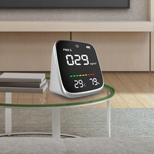 Monitor de aire PM2.5 para interior con termómetro digital y carga USB para hogar 4