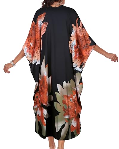 Image of Kaftan Dresses for Women V Neck Caftans Batwing Sleeve Beach Cover Ups