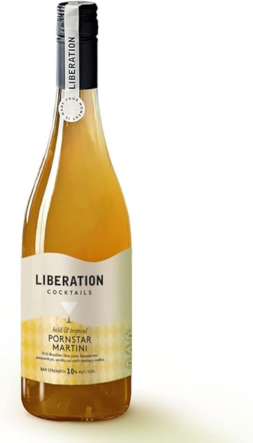 Liberation Cocktails Pornstar Martini Bottle 75cl, Ready To Drink Cocktail Mix, Made with Real Fruit, Passionfruit Martini with Vodka, Low Calories and Low Sugar