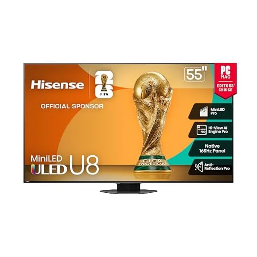 Hisense 55" Class U8 Mini-LED ULED 4K UHD Google Smart TV (55U8QG, 2025 Model) - QLED, Native 165Hz, VRR 288, Up to LD5600, 5000 Nits, HDR10+, Dolby Vision IQ · Atmos, IMAX Enhanced, 4.1.2 Ch Audio