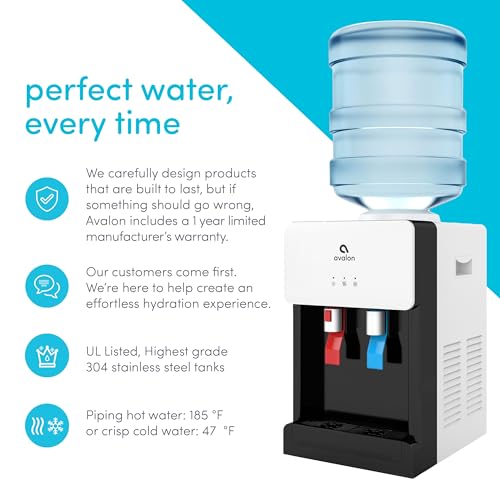 Image of Avalon Premium Hot /Cold Top Loading Countertop Water Cooler Dispenser With Child Safety Lock. UL Listed- White