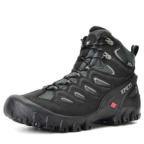 XPETI Bota masculina Pathfinder Mid impermeável para caminhada, Preto, 45