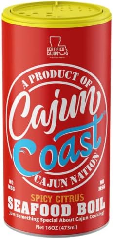 Cajun Coast Seafood Boil SPICY CITRUS Gluten Free with NO MSG 16 ounce flavorful Cajun Spices with only 310mg of sodium, Great Cajun Flavor, Certified Cajun, THE SPICE IS RIGHT