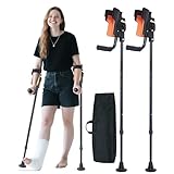 Forearm Crutches for Adults, 3-Angle Adjustable Elbow & Height, Lightweight Foldable Aluminum Crutches with Non-Slip Straps for Elderly, Post-Surgery & Disabled (Pair)
