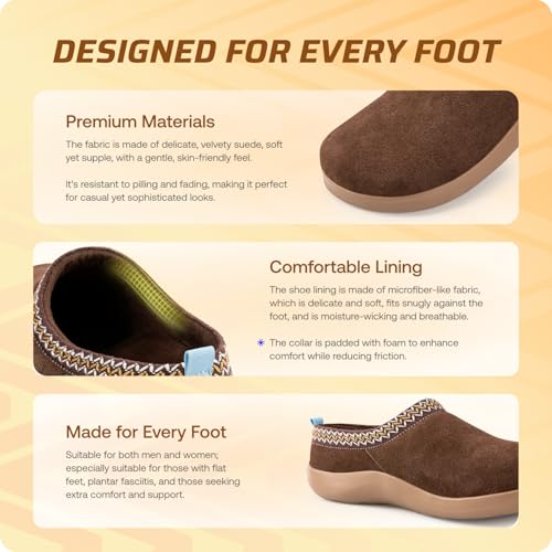 VALSOLE Orthopedic Slippers for Women and Men,Arch Support House Shoes, 220+ Lbs Plantar Fasciitis Flat Feet Slippers, Comfort Slippers for Indoor Outdoor, Walnut by VALSOLE - Used condition - Image 5