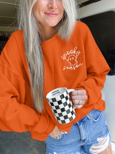 LOTUCY Women's Halloween Sweatshirt, Spooky Season Graphic Crewneck Top — view 3