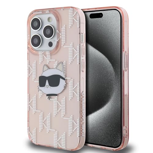CG Mobile Karl Lagerfeld KLHCP13LHKLPCHP Coque pour iPhone 13 Pro/13 6,1" Rose Rigide TĂŞte de choupette IML et Monogramme