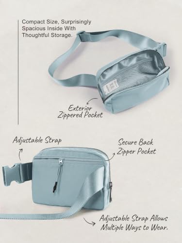 Image of ODODOS Unisex Mini Belt Bag with Adjustable Strap Small Fanny Pack for Workout Running Traveling Hiking, Stone Blue